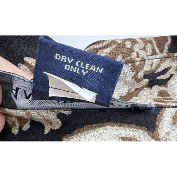 Vtg Ann Taylor 100% Silk Floral Blouse Brown Black Size 2 Career Preppy - Picture 5 of 8